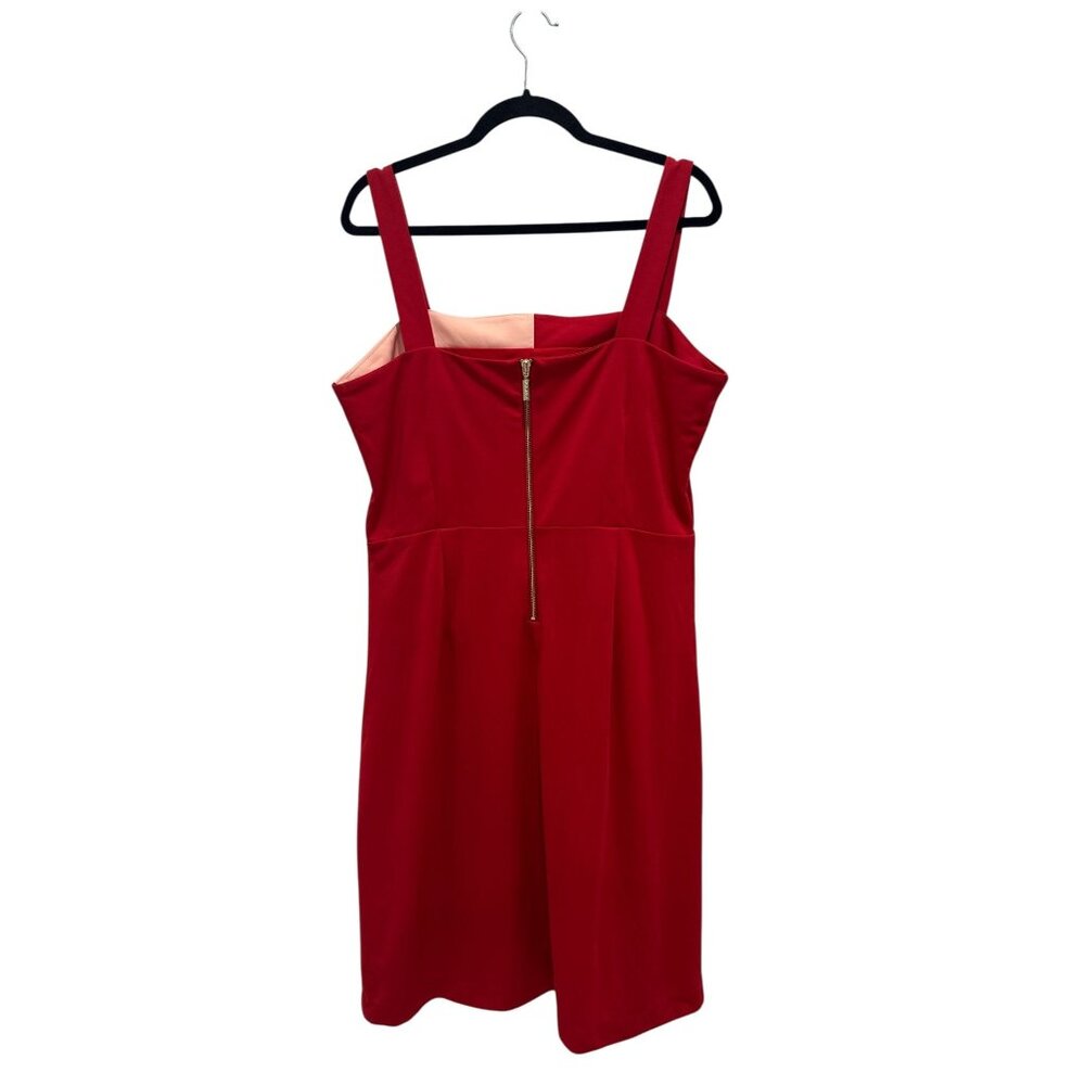 ALEXIA ADMOR Women Red/Pink Colorblock A-Line Dress XL - Picture 3 of 4
